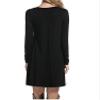 Andongnywell Women's Plus Size Solid Color Slim Summer Casual Mini Dress Long Sleeve Tshirt Dresses (Black,X-Large) view 2