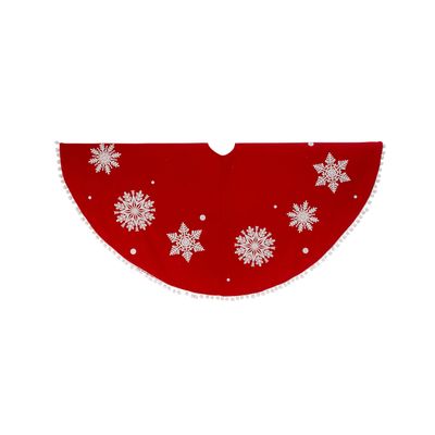 Gerson Holiday Pom Pom Snowflake Tree Skirt, 48-inches(Width), Velvet/Felt