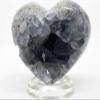 3.4" 660g Silverish Blue Celestite Geode Heart Polished Natural Sparkling Celestine Gemstone Crystal Mineral Clsuter Specimen - Madagascar + Stand view 1