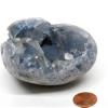 3.4" 660g Silverish Blue Celestite Geode Heart Polished Natural Sparkling Celestine Gemstone Crystal Mineral Clsuter Specimen - Madagascar + Stand view 3