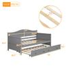 Daybed with Trundle,Twin Daybed Frame, Wooden Sofa Bed for Bedroom Living Room (Gray) view 2