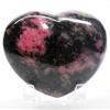 2.7" Pink Rhodonite in Black Psilomelane Heart Polished Natural Peach Blossom Jade Gemstone Crystal Mineral Specimen - Madagascar + Stand view 1