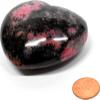 2.7" Pink Rhodonite in Black Psilomelane Heart Polished Natural Peach Blossom Jade Gemstone Crystal Mineral Specimen - Madagascar + Stand view 4