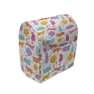 Ambesonne Cat Stand Mixer Cover, Colorful Cat Silhouettes and Outlines Bow Ties Sleeping Playing Happy Joyful, Kitchen Appliance Organizer Bag Cover with a Pocket, 6-8 Quarts, Pink Orange