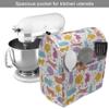 Ambesonne Cat Stand Mixer Cover, Colorful Cat Silhouettes and Outlines Bow Ties Sleeping Playing Happy Joyful, Kitchen Appliance Organizer Bag Cover with a Pocket, 6-8 Quarts, Pink Orange view 2