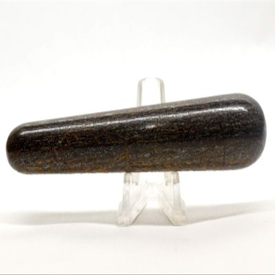 4.25" 95g Bronzite w/Silverish Hematite Massage Wand Polished Natural Shimmering Sparkling Gemstone Crystal Mineral Specimen - Brazil