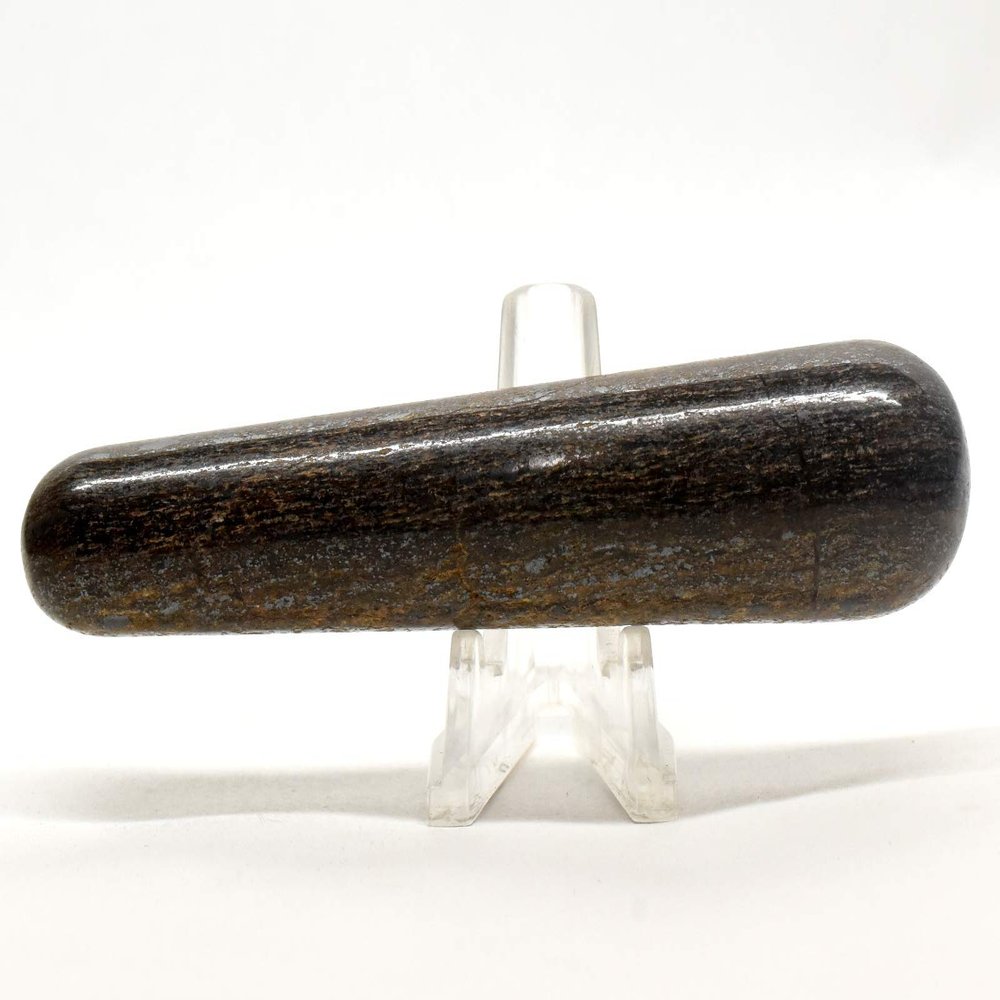 4.25" 95g Bronzite w/Silverish Hematite Massage Wand Polished Natural Shimmering Sparkling Gemstone Crystal Mineral Specimen - Brazil