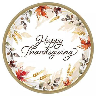 Classic Thanksgiving Round Paper Plates - 7" | Multicolor | Pack of 60