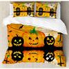3pc Orange Black King Duvet Cover Set,Spooky Halloween Bedding Duvet,Carved Pumpkin Ivory Full Moon with Bats Grave Lake Mirror Image Water Sky Cross Horror Trick or Treat Graphic Printed view 1