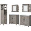 Bush Furniture Key West 64W Double Vanity Set with Sinks, Medicine Cabinets and Linen Tower in Driftwood Gray view 1