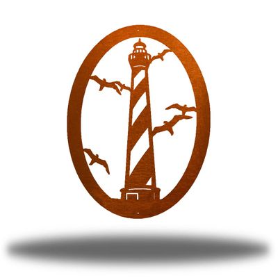 Riverside Designs Coastal Lighthouse Ocean Beach Metal Art Steel Wall Decor (36", Copper)