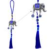 LUCKBOOSTIUM Evil Eye Elephant Keychain with Blue Tassels - Decorative Evil Eye Keychain for Blessing and Goodluck - Elephant Bag Charm, Rear View Mirror Accessories, Office & Home Decor (6x12) view 1