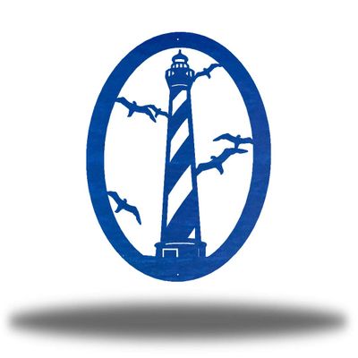Riverside Designs Coastal Lighthouse Ocean Beach Metal Art Steel Wall Decor (36", Blue)