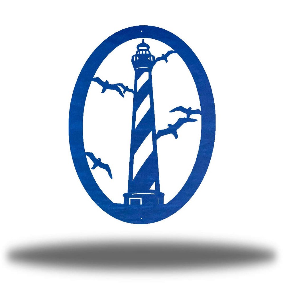 Riverside Designs Coastal Lighthouse Ocean Beach Metal Art Steel Wall Decor (36", Blue)
