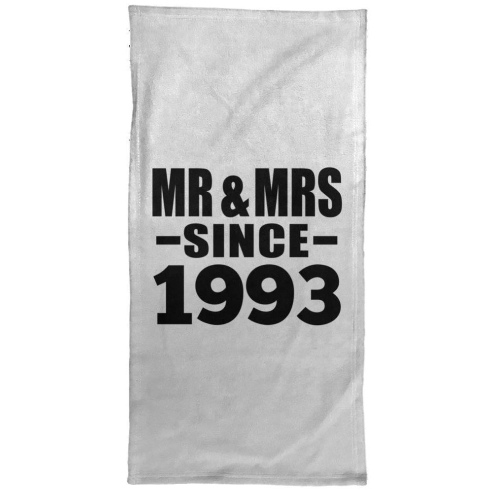 Designsify Gifts, 32nd Anniversary Mr & Mrs Since 1993, Hand Towel 15x30 inch Soft Tea Dish Cloth for Kitchen Bath - for Birthday Christmas Mothers Day Fathers Day Party, to Men Women Him Her Friend