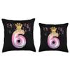 6th Birthday Gift Girls Pink Balloons Crown Six Throw Pillow view 3