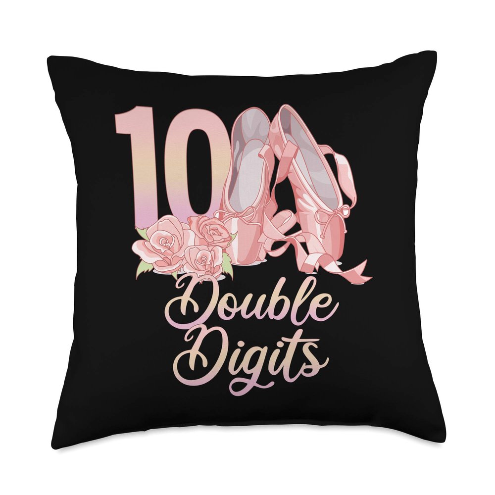 10th Birthday Ballerina Gift Ballet Double Digits Ten Girls Throw Pillow