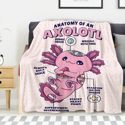 Avalokitesvara Anatomy Axolotl Flannel Blanket Super Soft and Warm for Bed Couch Sofa 120x90 Inch for Family