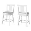 Monarch Specialties I 1233 Bar Stool, Set of 2, Swivel, Counter Height, Kitchen, Wood, Pu Leather Look, White, Grey, Transitional view 1