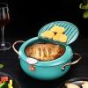 Cooking Fryer Frying Pot, Japanese Stainless Steel Controllable Temperature Fryer Pot for Induction Cooker Deep Green view 3