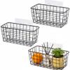 3 Set LeleCAT Adhesive Over the Cabinet Door Wire Baskets for Organizing for Kitchen Food Pantry Bathroom Shelf Storage No Drilling Wall Mounted,Black view 1