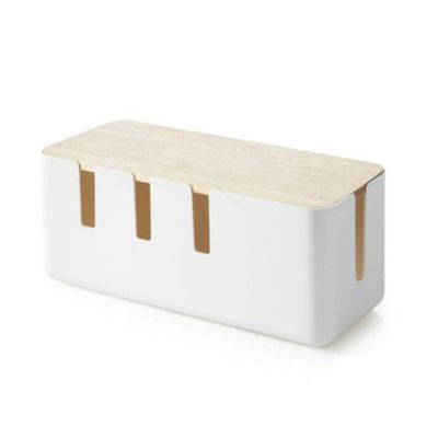 Cable Management Box, Cable Tidy Box for Storage Extension Lead, Hides Power Strip Cover, Wooden and ABS Plastic