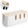 Cable Management Box, Cable Tidy Box for Storage Extension Lead, Hides Power Strip Cover, Wooden and ABS Plastic view 2