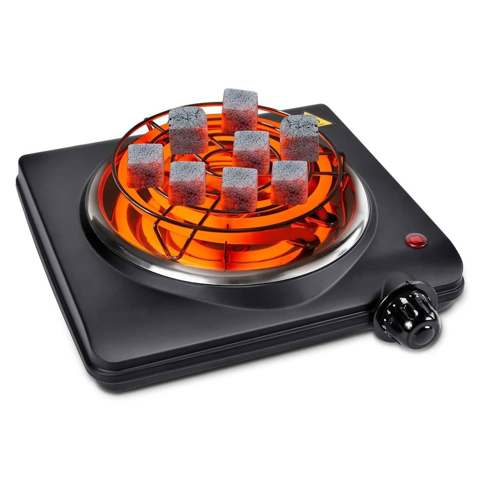 Electric Charcoal Burner Stove Portable Hot Plate Grill Coal Burners Heating Plate 700W Charcoals Starter Heater with Smart Heat Control & Stainless Steel Fast Heating for Cooking Top Countertop