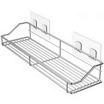 Hemoton Shower Stainless Steel Bathroom Shelf Basket Organizer Wall Mounted Storage Wall Rack Holder for Kitchen Toilet Dorm Storage