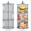 coastal rose 2Pcs Stuffed Animal Storage Foldable Stuffed Animal Net or Hammock Organizer, 3 Compartments Hanging Mesh Toy Storage Hammock for Kid Room Toys, Gloves, Hats, SocksGrey view 1