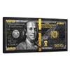 100 Money Wall Art Black Gold Dollars Bill Canvas Paintings Posters and Posters Inspirational Wall Pictures for Bathroom Guest Room Game Room Wall Hang Large Size Wooden Framed Art Print-48 Wx24 H view 1