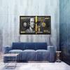 100 Money Wall Art Black Gold Dollars Bill Canvas Paintings Posters and Posters Inspirational Wall Pictures for Bathroom Guest Room Game Room Wall Hang Large Size Wooden Framed Art Print-48 Wx24 H view 2