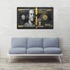 100 Money Wall Art Black Gold Dollars Bill Canvas Paintings Posters and Posters Inspirational Wall Pictures for Bathroom Guest Room Game Room Wall Hang Large Size Wooden Framed Art Print-48 Wx24 H view 3