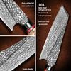FZIZUO 7.6 Inch Handmade Santoku Chef Knife,Ultra Sharp Damascus Steel Blade, Burl Wood Handle,Japanese Style Handmade Kitchen Cooking Knives with Sheath for Home and Restaurant view 4