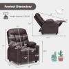 Costzon Kids Recliner Chair with Cup Holder, Adjustable Leather Lounge Chair w/Footrest & Side Pockets for Children Boys Girls Room, Ergonomic Toddler Furniture Sofa, Kids Recliner (Brown) view 3