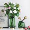 Flower Arrangement Modern Vase, Hand Blown Glass Vase Metal Base Thick Vase Entrance Restaurant Living Room Vase, Green, 3 Sizes Rose vases (Color : Green, Size : 10.510.529CM) view 4