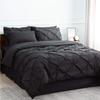 8Pcs Pinch Pleated Comforter Bedding Collection 100% Cotton 500 GSM in A Bag 1Comforter,1Fitted Sheet 15''DP,1Flat Sheet,2Pillow Shams,2Pillow Cases,1Pleated Bed Skirt 15''Drop,Twin/Pinch Black view 1