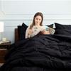 8Pcs Pinch Pleated Comforter Bedding Collection 100% Cotton 500 GSM in A Bag 1Comforter,1Fitted Sheet 15''DP,1Flat Sheet,2Pillow Shams,2Pillow Cases,1Pleated Bed Skirt 15''Drop,Twin/Pinch Black view 4