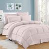 8Pcs Comforter Bedding Collection 100% Cotton 500 GSM Bed in A Bag 1Comforter,1Fitted Sheet 15''DP,1Flat Sheet,2Pillow Shams,2Pillow Cases,1Pleated Bed Skirt 15''Drop,Queen/Light Pink Stripe view 1