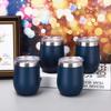 8 Pack 12Oz Stainless Steel Wine Tumblers, Insulated Wine Tumbler, Double Wall Insulated Wine Glass, Stainless Steel Stemless Wine Cups with Lids for Coffee, Wine, Cocktails, Champaign, Navy Blue view 2