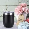 12 Pack Stainless Steel Wine Tumblers, 12Oz Double Wall Vacuum Insulated Wine Tumblers with Lids and Straws, Stainless Steel Stemless Wine Glasses for Coffee, Wine, Cocktails, Champaign, Black view 3