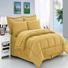 8Pcs Comforter Bedding Collection 100% Cotton 500 GSM Bed in A Bag 1Comforter,1Fitted Sheet 15''DP,1Flat Sheet,2Pillow Shams,2Pillow Cases,1Pleated Bed Skirt 15''Drop,King/Gold Stripe view 1