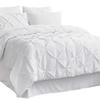 8Pcs Pinch Pleated Comforter Bedding Collection 100% Cotton 500 GSM in A Bag 1Comforter,1Fitted Sheet 15''DP,1Flat Sheet,2Pillow Shams,2Pillow Cases,1Pleated Bed Skirt 15''Drop,Cal-King/Pinch White view 1