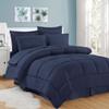 8Pcs Comforter Bedding Collection 100% Cotton 500 GSM Bed in A Bag 1Comforter,1Fitted Sheet 15''DP,1Flat Sheet,2Pillow Shams,2Pillow Cases,1Pleated Bed Skirt 15''Drop,Twin XL/Navy Stripe view 1