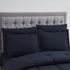 8Pcs Comforter Bedding Collection 100% Cotton 500 GSM Bed in A Bag 1Comforter,1Fitted Sheet 15''DP,1Flat Sheet,2Pillow Shams,2Pillow Cases,1Pleated Bed Skirt 15''Drop,Twin XL/Navy Stripe view 4