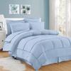 8Pcs Comforter Bedding Collection 100% Cotton 500 GSM Bed in A Bag 1Comforter,1Fitted Sheet 15''DP,1Flat Sheet,2Pillow Shams,2Pillow Cases,1Pleated Bed Skirt 15''Drop,Queen/Light Blue Stripe view 1