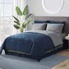 8Pcs Reversible Comforter Bedding Set 100% Cotton 500 GSM in A Bag 1Comforter,1Fitted Sheet 15''DP,1Flat Sheet,2Pillow Shams,2Pillow Cases,1Pleated Bed Skirt 15''Drop,Queen-Navy/Gray view 2