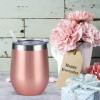 8 Pack 12Oz Stainless Steel Wine Tumblers, Insulated Wine Tumbler, Double Wall Insulated Wine Glass, Stainless Steel Stemless Wine Cups with Lids for Coffee, Wine, Cocktails, Champaign, Rose Gold view 2