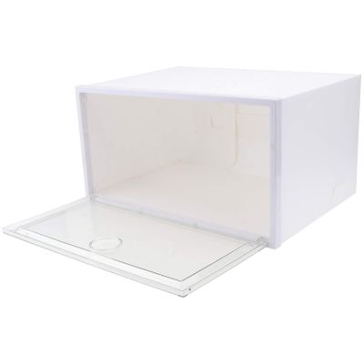 Cabilock 1pc Side Opening Transparent Shoe Storage Box Capacity Plastic Organizer for Sneakers Stackable Design for Closet and Home Use for Shoes Socks and Accessories