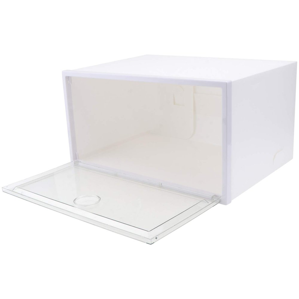 Cabilock 1pc Side Opening Transparent Shoe Storage Box Capacity Plastic Organizer for Sneakers Stackable Design for Closet and Home Use for Shoes Socks and Accessories